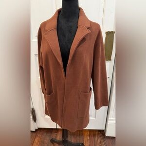 Quince 100% Organic Cotton Knit Blazer In Cappuccino Front Pockets Sz L